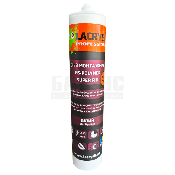 Купить Клей монтажный Lacrysil MS Polymer Super Fix белый 0,4 кг