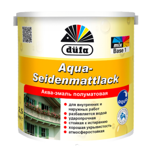 Купити Емаль Dufa Aqua-Seidenmattlack біла шовковисто-матова 2,5 л