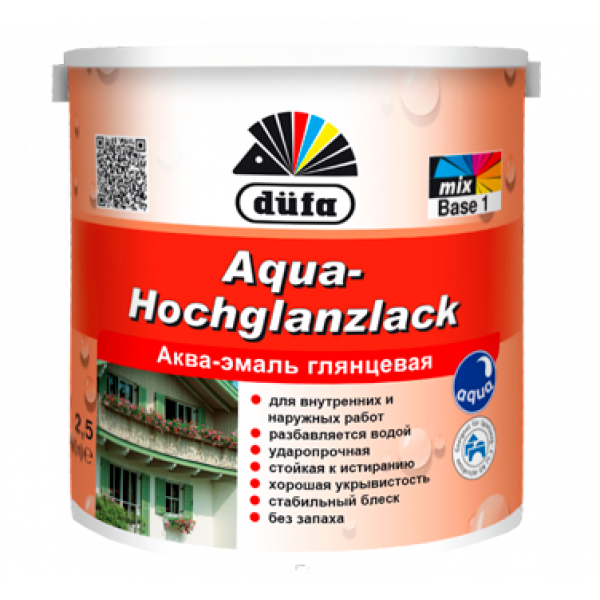 Купити Емаль Dufa Aqua-Hochglanzlack білий глянець 0,75 л