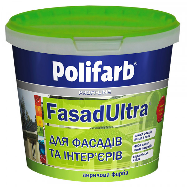 Купить Краска акриловая фасадная Polifarb FasadUltra белая 1,4 кг
