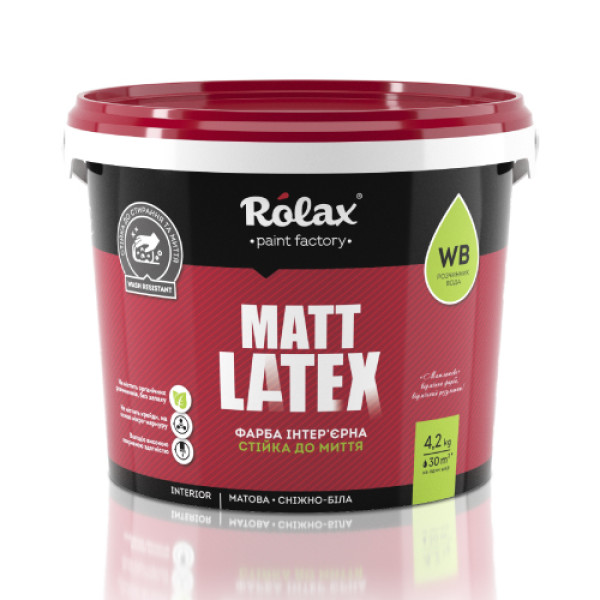 Купити Фарба акрилова Rolax Mattlatex матова біла 4,2 кг