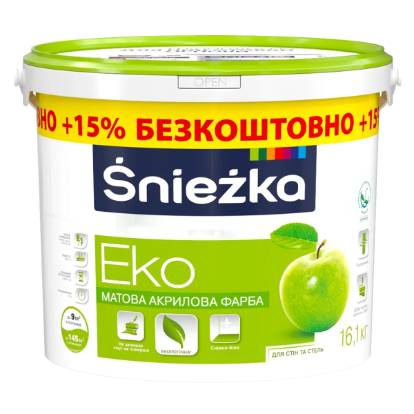 Купить Краска водоэмульсионная Sniezka EKO матовая белая 14 кг
