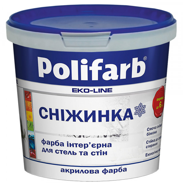 Купить Краска акриловая интерьерная Polifarb Снежинка белая 3,8 кг