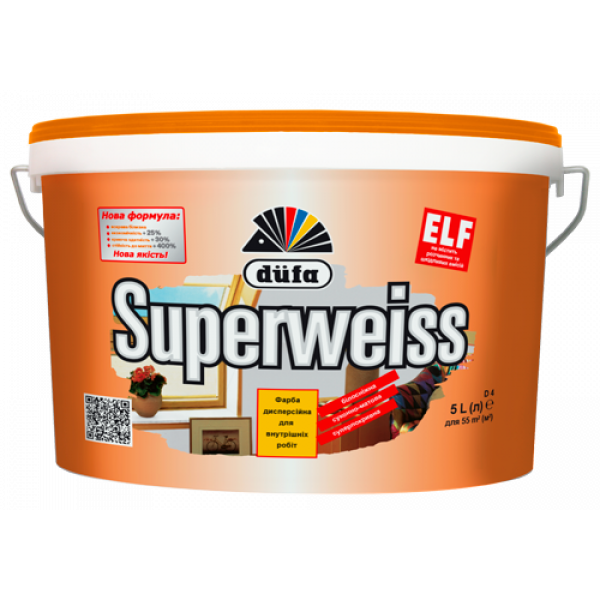 Купить Краска виниловая суперстойкая Dufa Superweiss D4 суконно-матовая белая 10 л