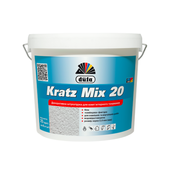 Купити Штукатурка декоративна камінцева Dufa Kratz Mix 20 біла 2 мм 25 кг