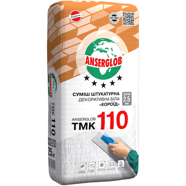 Купить Штукатурка декоративная Короед Anserglob ТМК 110 белая 3,5 мм 25 кг